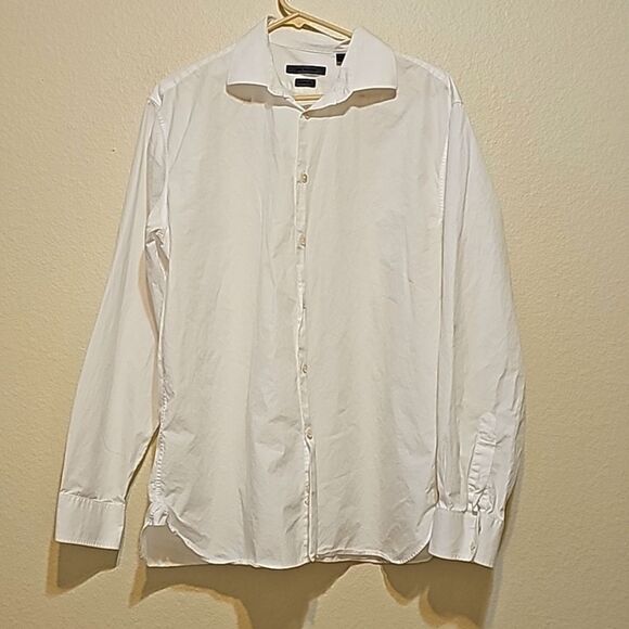 - JOHN VARVATOS White Cotton Button Up Long Sleeve Shirt  17, 34/35 - Picture 1 of 8